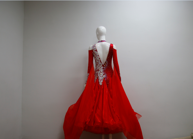 Red Ballroom Dance Costumes For Ladies