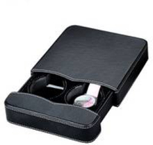 Black PU leather double watch box 