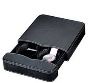 Black PU leather double watch box 