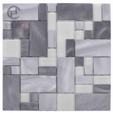 Backsplash silver metal streaked mosaic wall tile