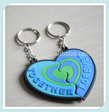 pvc couples pair keychain 3d rubber keyring for couples
