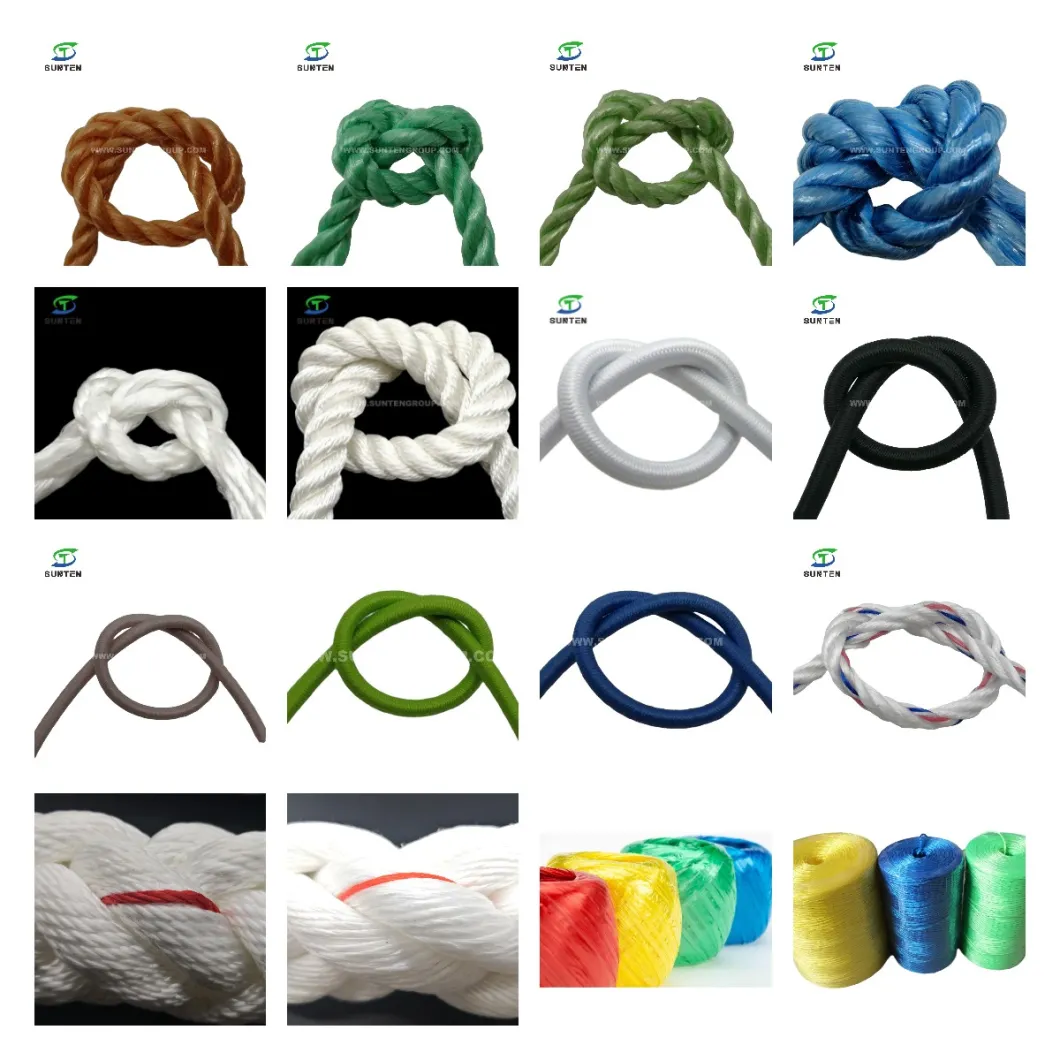 3 Strand Shirked Twisted/Twist Blue PP/Polypropylene Splitfilm/Split Film Rope for Supermaket