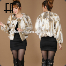 Factory direct wholesale fashion round neck rabbit fur scrap jacket