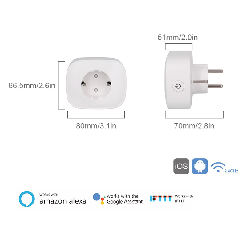 Alexa Google Home Assistant Europe Energy Meter Smart Wifi Socket EU Plug Smart Plug Wifi EU Smart Plug With Power Monitor