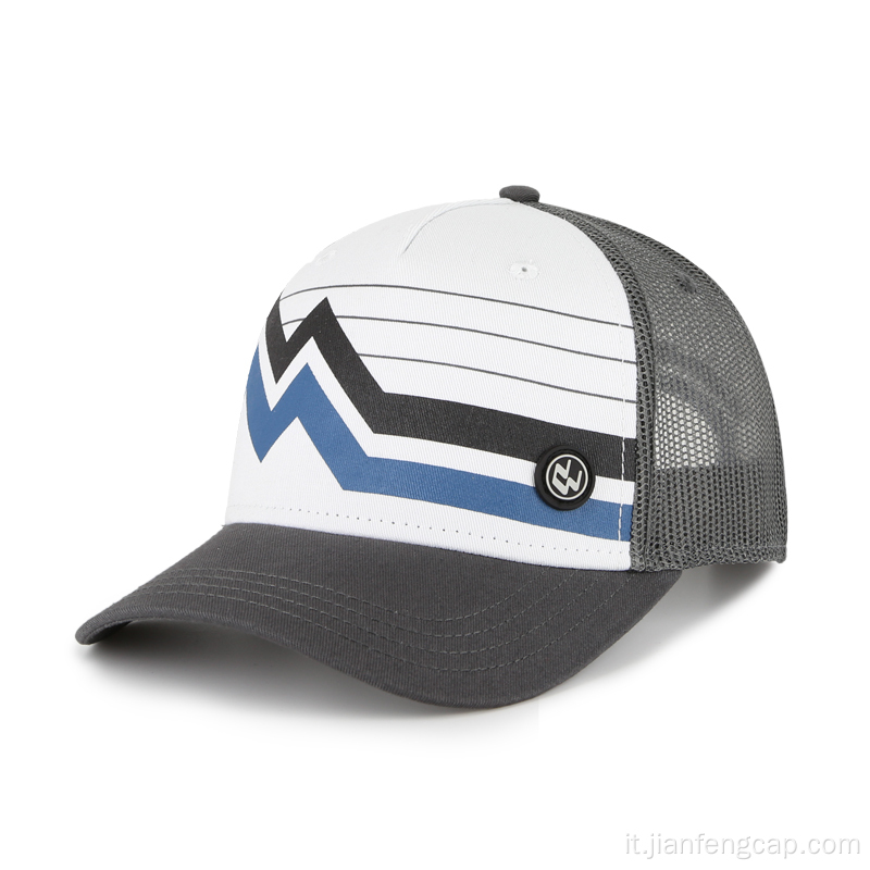 Cappello trucker uomo 5 pannelli con logo in gomma