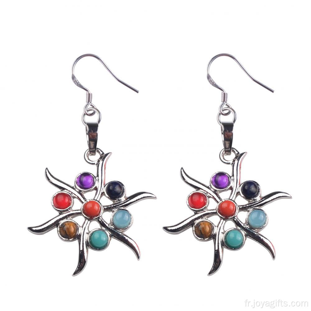 Vogue femmes inox Chakra Stone boucles d’oreilles longues