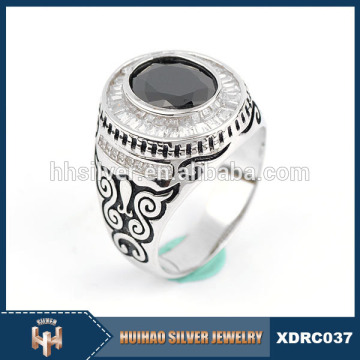 2015 wholesale 925 silver china cz men indian engagement rings with black stone