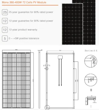 High Efficiency 72 Cells Mono 380w Solar Panel