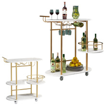 Industrial Style Vintage Metal Wine Rack Bar Cart Stainless Steel Golden Bar Cart