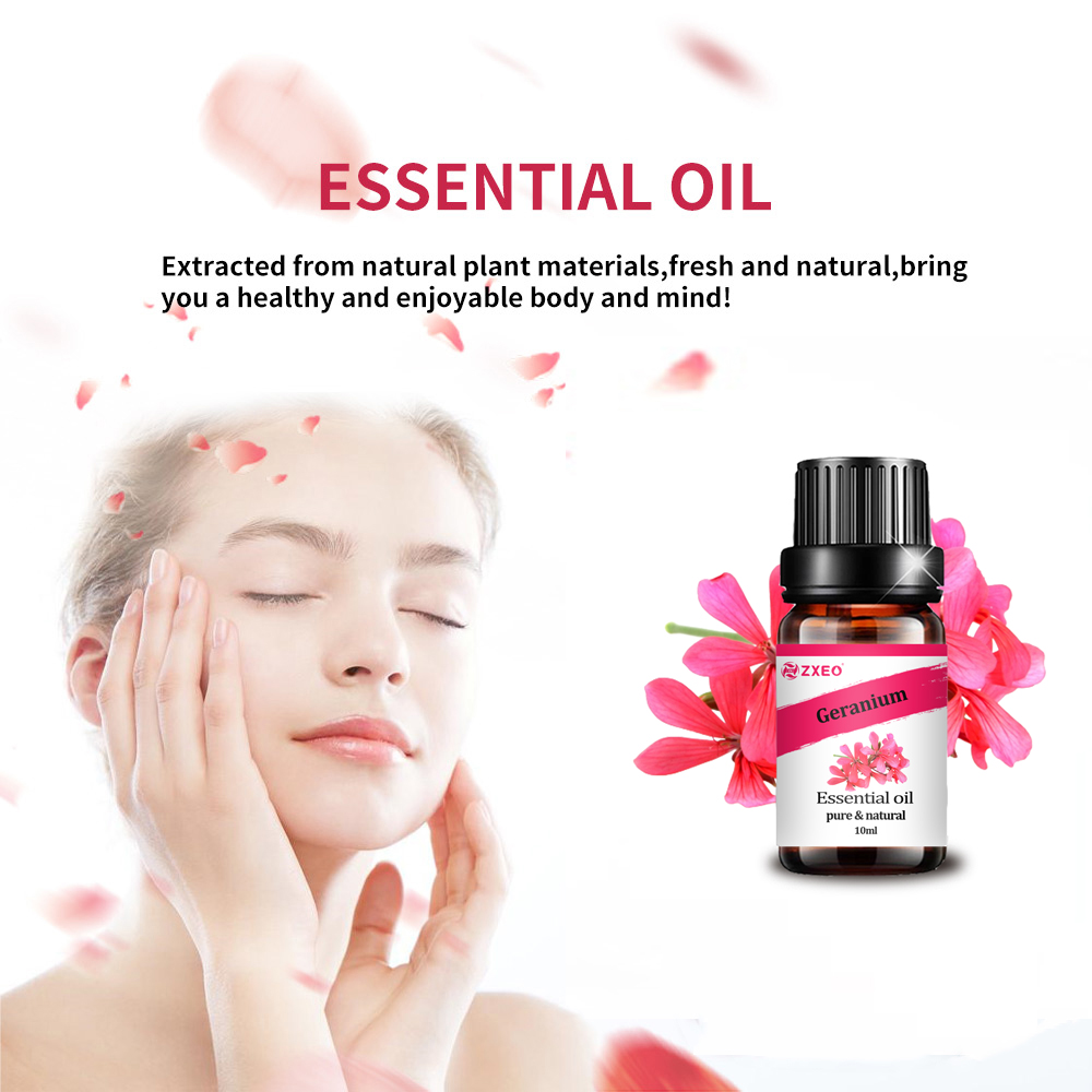 น้ำมันหอมระเหยน้ำหอม Geranium น้ำหอม Geranium 100% น้ำมันหอมระเหย Oganic Geranium Pure สำหรับ Diffuser เทียน