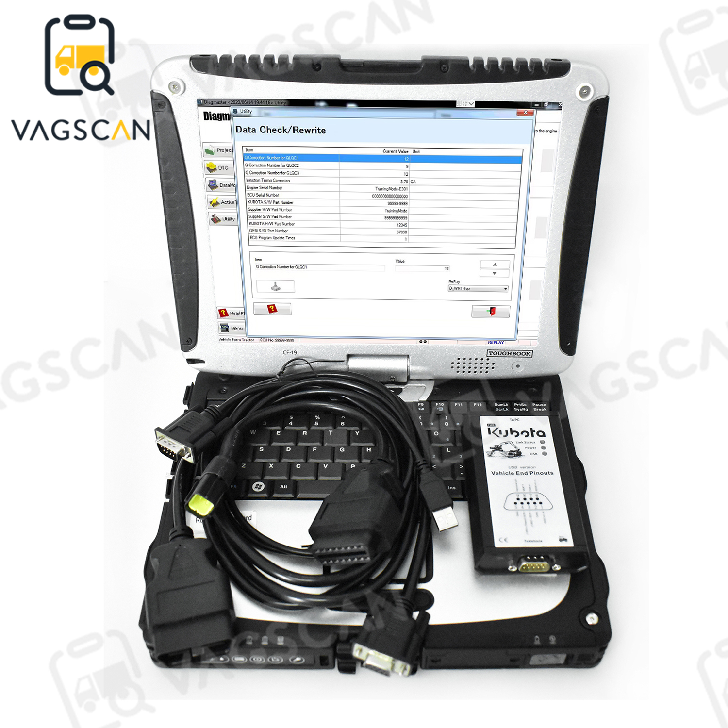 For KUBOTA DIAGNOSTIC KIT (PYTHON) kubota diagnostic software kubota diagmaster with Python interface with CF-19 laptop Full Set