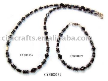 Hematite Set Jewelry(CYH08059H)=Hematite Necklace, Hematite bracelet,