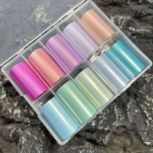 Aurora Nail Stickers: Mermaid Light Color Pearlescent Transfer Foils