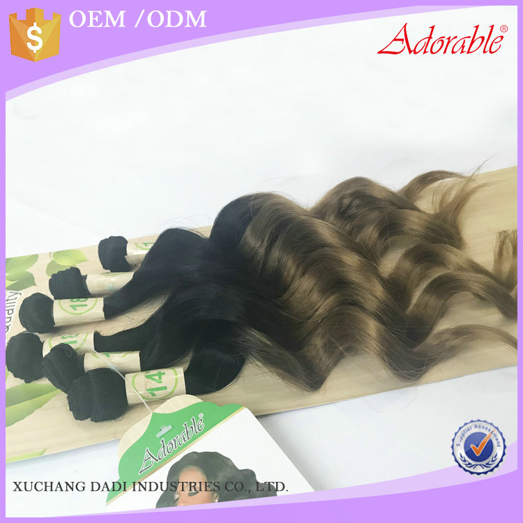 ombre hair weaves bundles synthetic wholesale hair extension weft silky remy body wave 6pcs T1B27