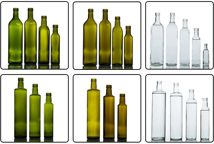 250ml 500ml 750ml 1 Liter Empty Marasca Edible Oil Green Glass Olive Oil Bottles with Lid