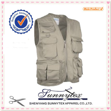 SUNNYTEX Hot Custom OEM Multi Pocket men's polyester vest