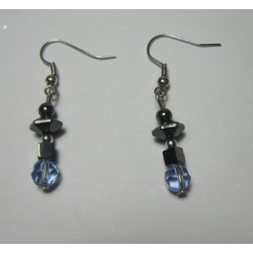 Hematite Earring with silver color finding