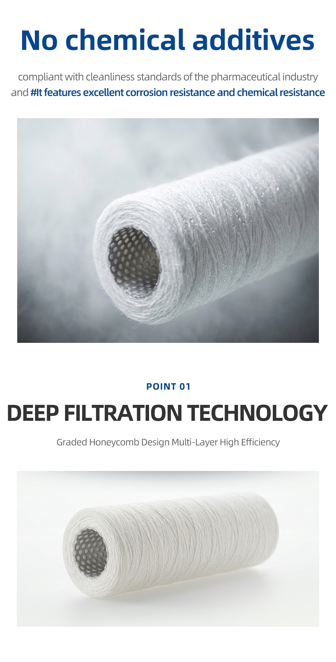 2. Старонка падрабязных звестак аб картрыджы глыбіннага фільтра 2.String Wound Depth Filter Cartridge Detail Page