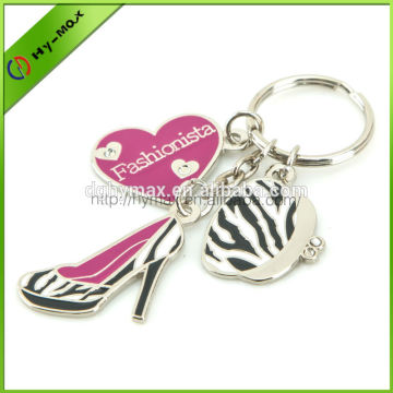Fashionable metal high-heel shoe shaped key chain