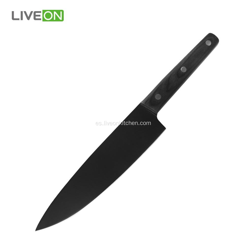Cuchillo de madera para chef de cocina negra de 8 pulgadas