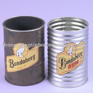 Round pencil vase tin box