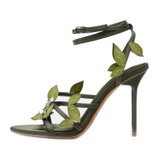 Elegant Leaf Decorated Stiletto Heels for Women