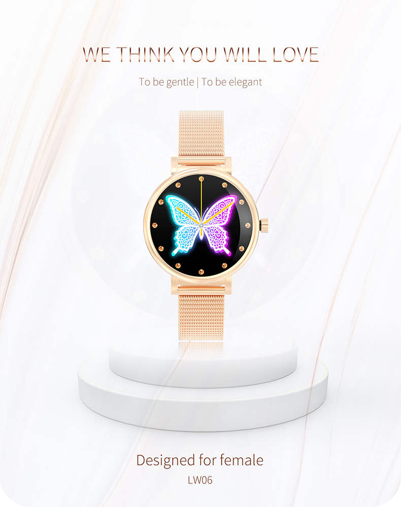 LW06 Luxury Steel Band Ladies Smartwatch Heart Rate Waterproof Round Smart Watch IP68 2021