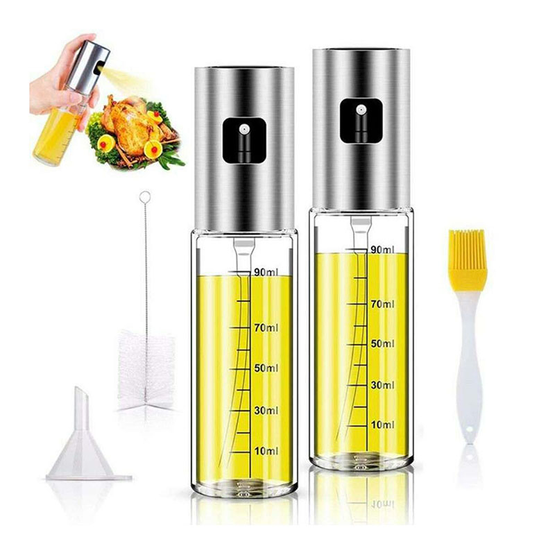 2pack Oil Sprayer Bottle Set Oil Dispenser Bottle for Cooking, Sprayer Bottle for Oil, BBQ, Kitchen Baking with Brush Funnel