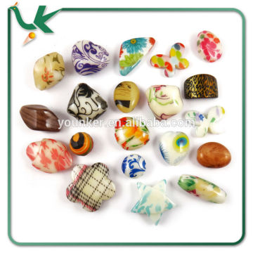 Printed Flower Large Plastic Loose Beads