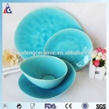 Hand painted blue glazing crackled dinnerware