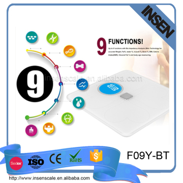 multi- functional White Bluetooth scale with LED display person weight scale
