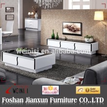 5009# glass table top wooden base coffee table