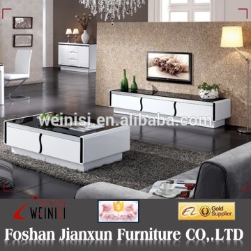 5009# glass table top wooden base coffee table