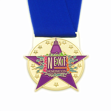 Purple enamel metal star generation medal