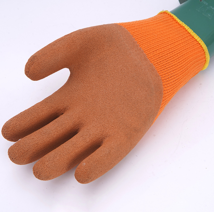 Orange Nylon Foam Terry Gloves Brown Latex Foam Wear-resistant Foam Cheer Gloves Half-hanging Breathable Gloves