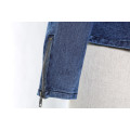 Logo personnalisé de veste en jean pour femmes bleu foncé d'automne