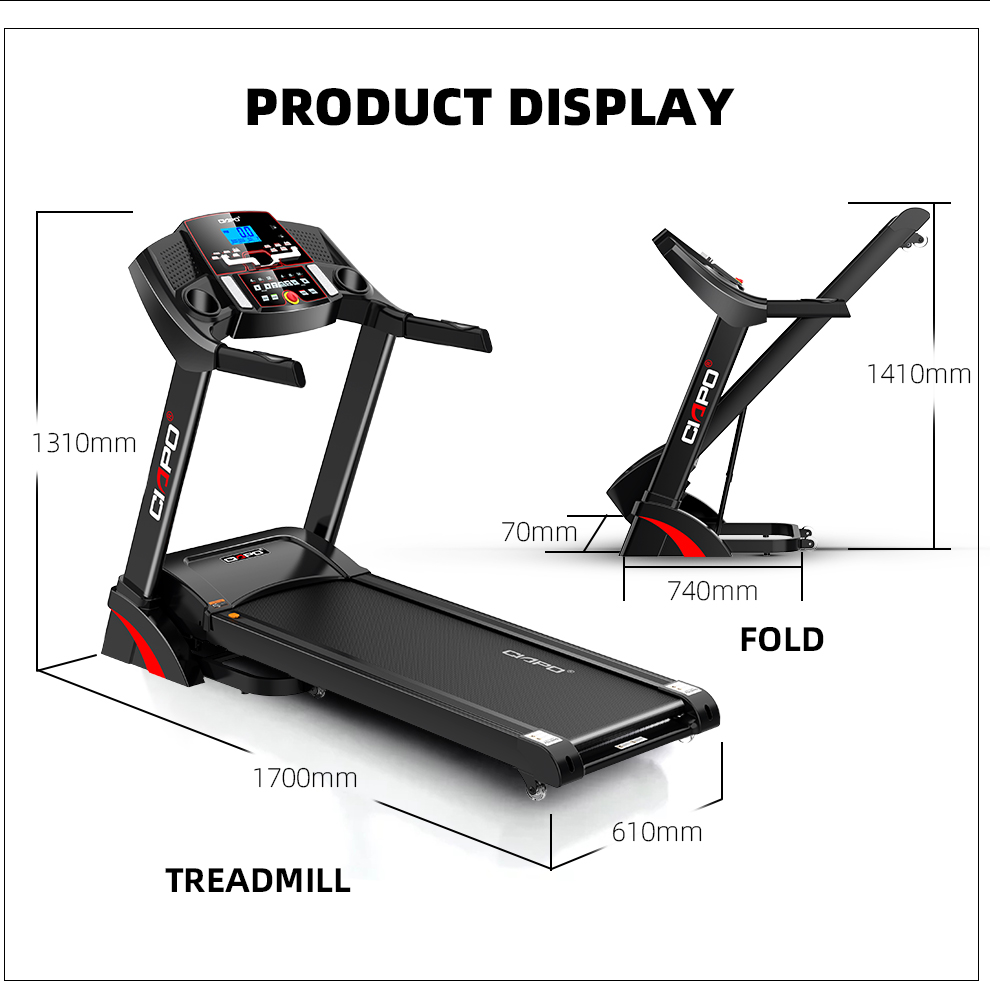 CP-A6 Top Quality Motor Incline 3.0HP Home Deluxe Motorized Treadmills