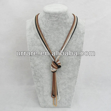 Multi Strand Silver-Black-Copper-Gold Mixed Simple Fashion Latern Chain Necklace