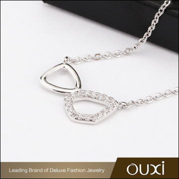 OUXI Rhodium plated jewelry national style cz pendant necklace for women