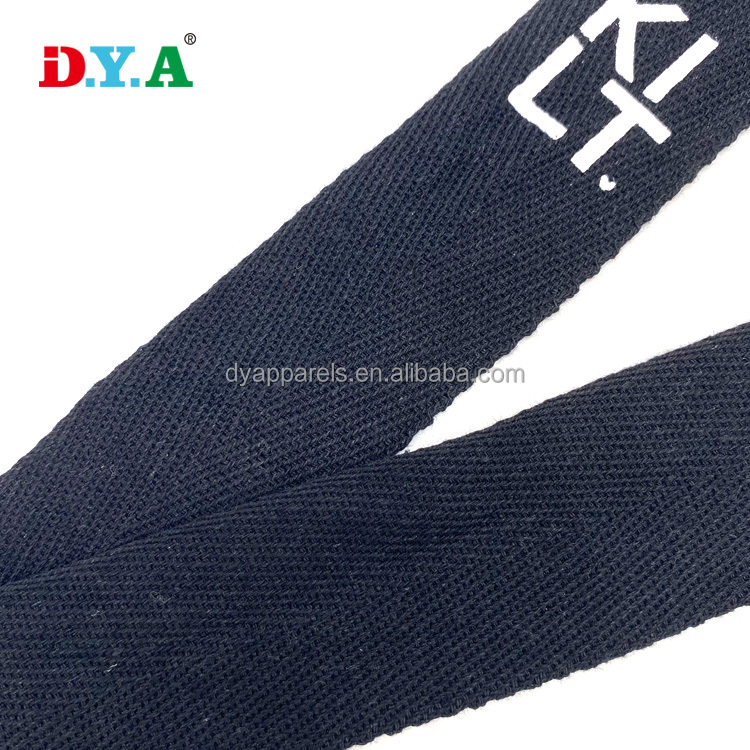 Customize eco-friendly herringbone cotton tape 3.8 cm logo printed cotton twill herringbone webbing tape