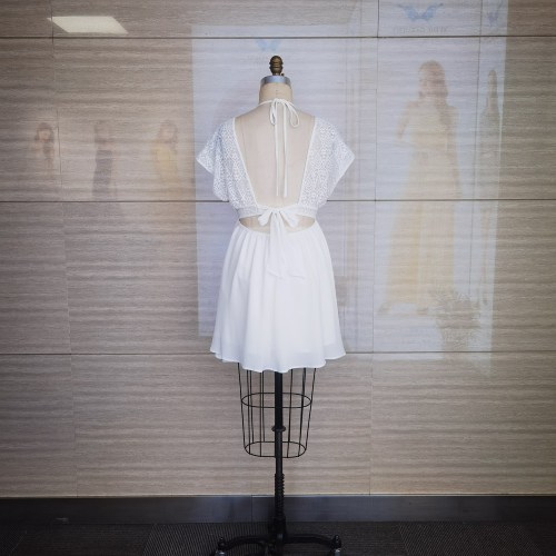 V-neck Sleeve Short Dress LADIES LACE SWEET V NECK AND SHORT SLEEVE DRESS Factory