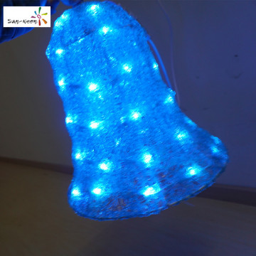 Hot sale small wall hang christmas bell blue handmade crystal christmas bells