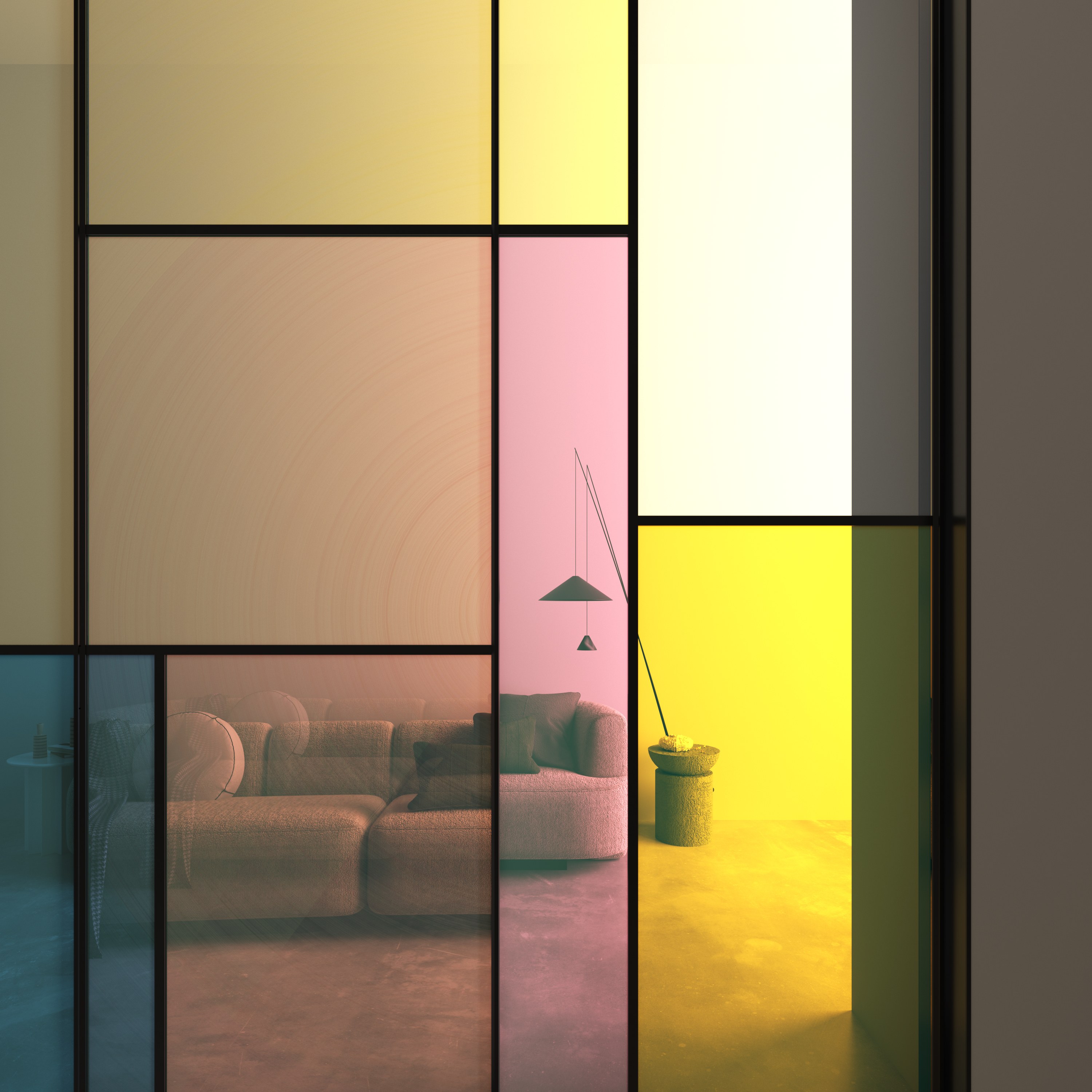 cena quadrada de porta deslizante