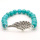 Turquoise 8MM perles rondes Bracelet extensible de pierres précieuses avec pièce d&#39;aile en alliage Diamante