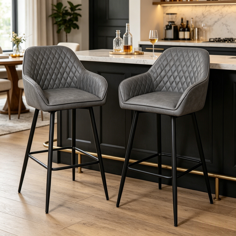 BRJY-022-FMDKGRY ПУ БАРНЫЙ СТУЛ2 BRJY-022-FMDKGRY PU BAR CHAIR2