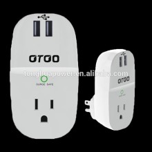 US surge adaptor power outlet surge protector with 2 USB charger