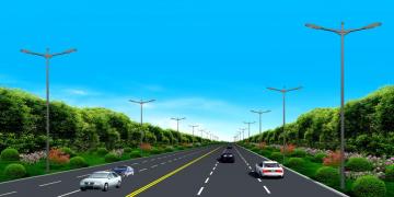Double Arm Lighting Pole in High Way
