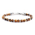 Gemstone 6 mm Beads de acero inoxidable Pulseras de tenis para hombres Hebilla ajustable 6.5-7.8 pulgadas Relieve Reiki Yoga difusor