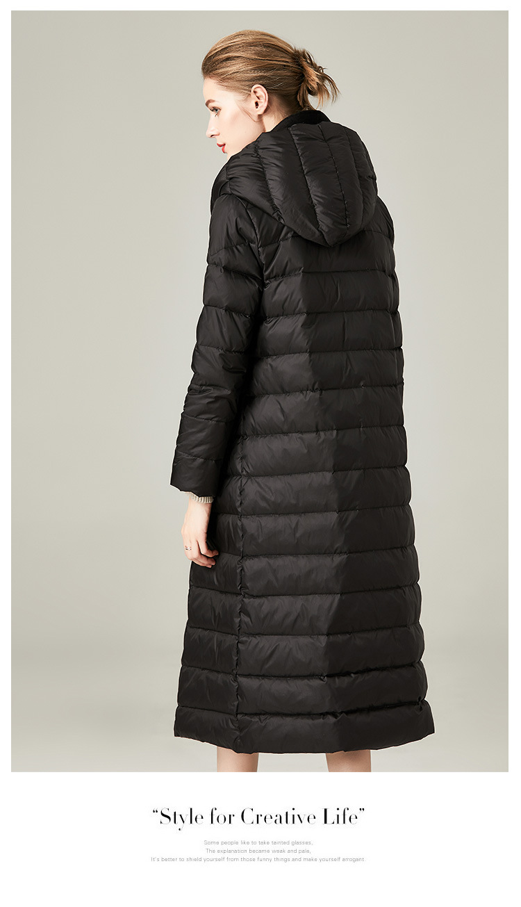 Women Double Hoods Long Down Coat