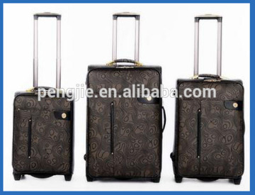 PU printing luggage with trolley & 3 piece trolley luggage set